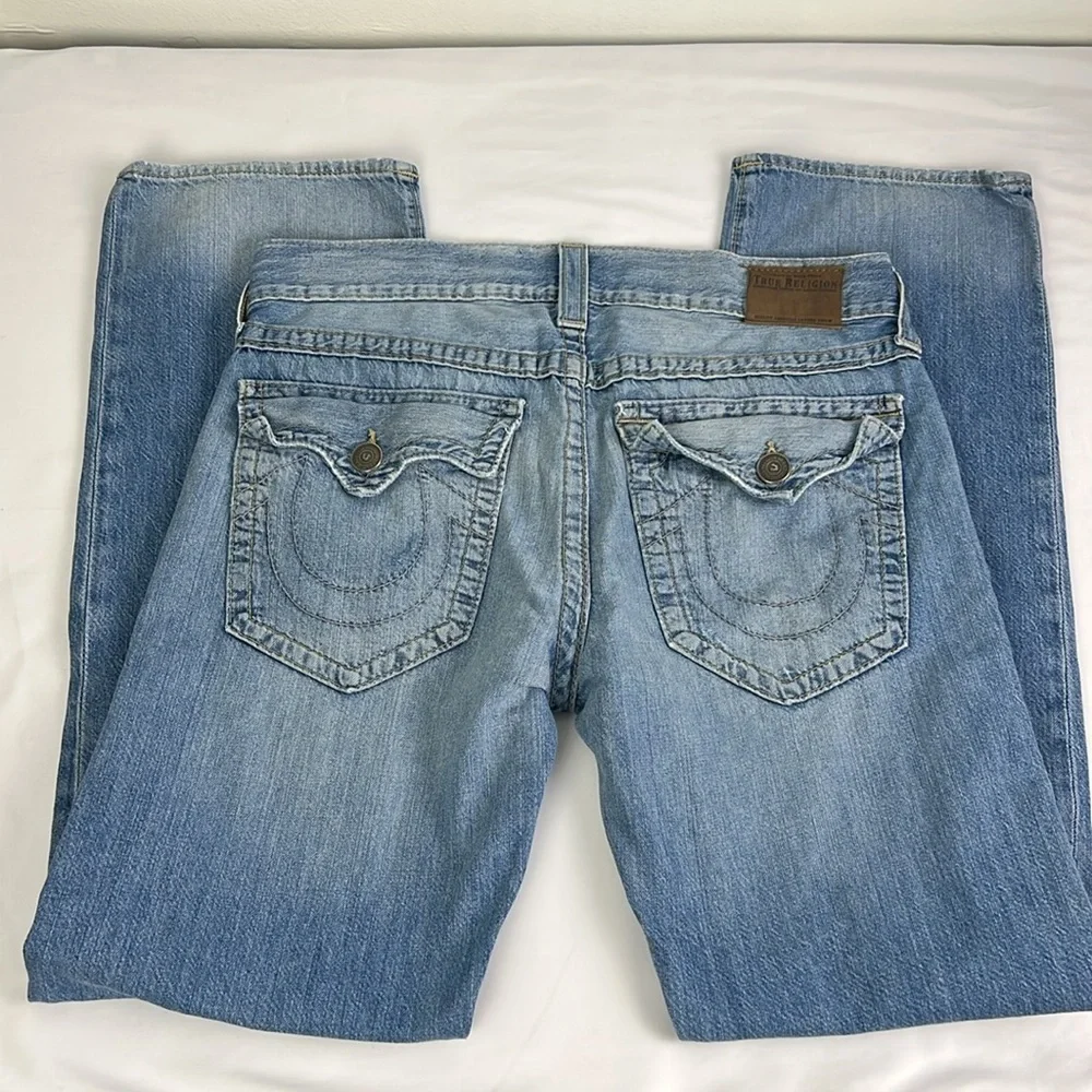 True Religion‎ Men 32 Faded Distressed Straight Flap Pockets Jean